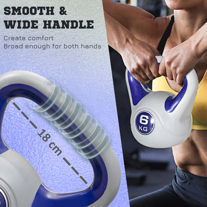 Kettlebell, 6kg Kettle Bells with Handle for Home Gym Weight Lifting and Strength Training, Purple and Grey