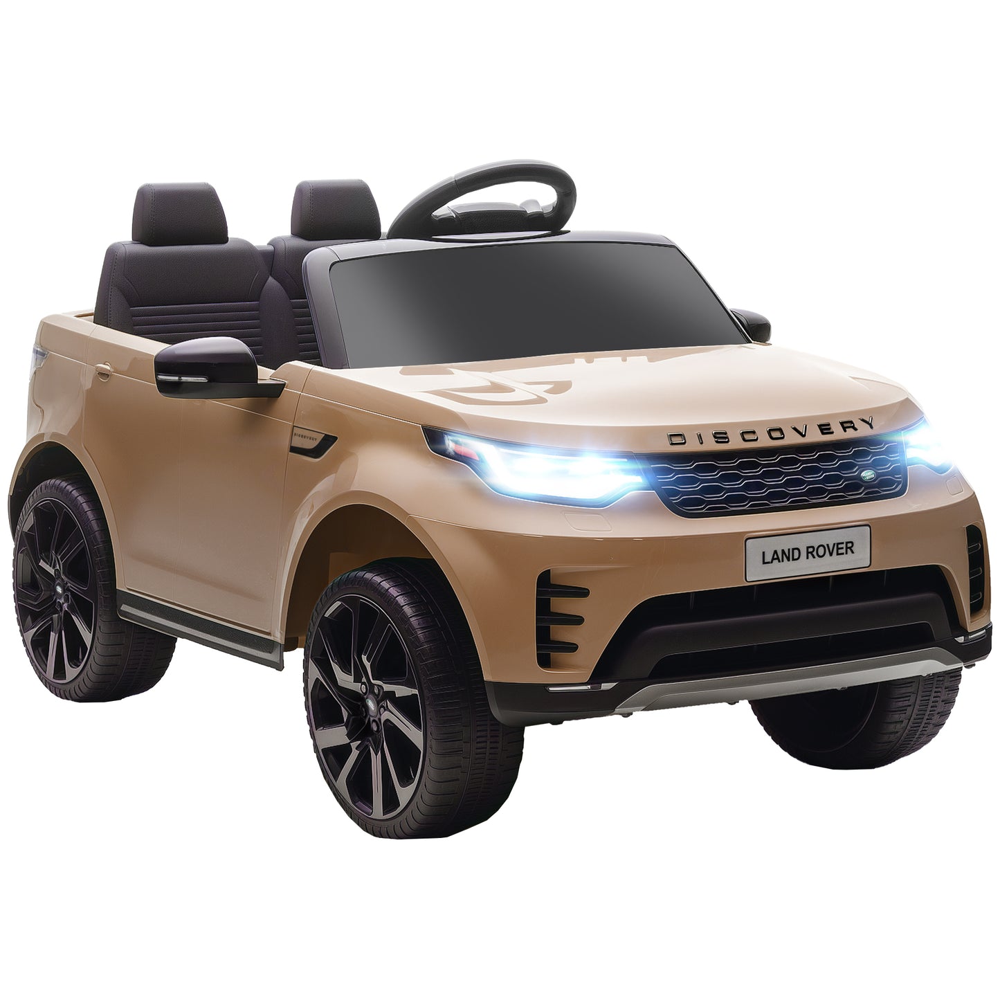 Land Rover Discovery Licensed 12V Kids Electric Car with Remote, 4 Wheel Suspension, Slow Start, Lights, Music, Khaki