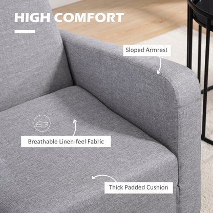 Linen-Look Boxy Armchair - Light Grey