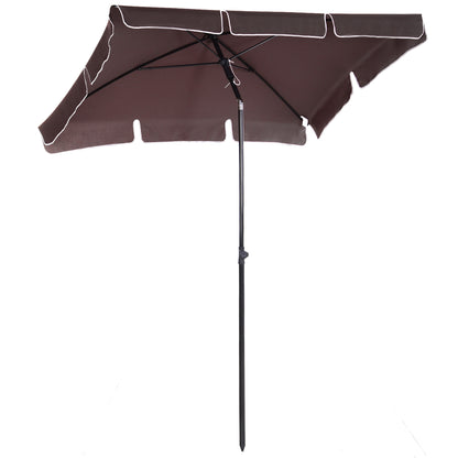 Garden Parasol Umbrella, Outdoor Market Table Umbrella with Ruffles & Aluminium Pole