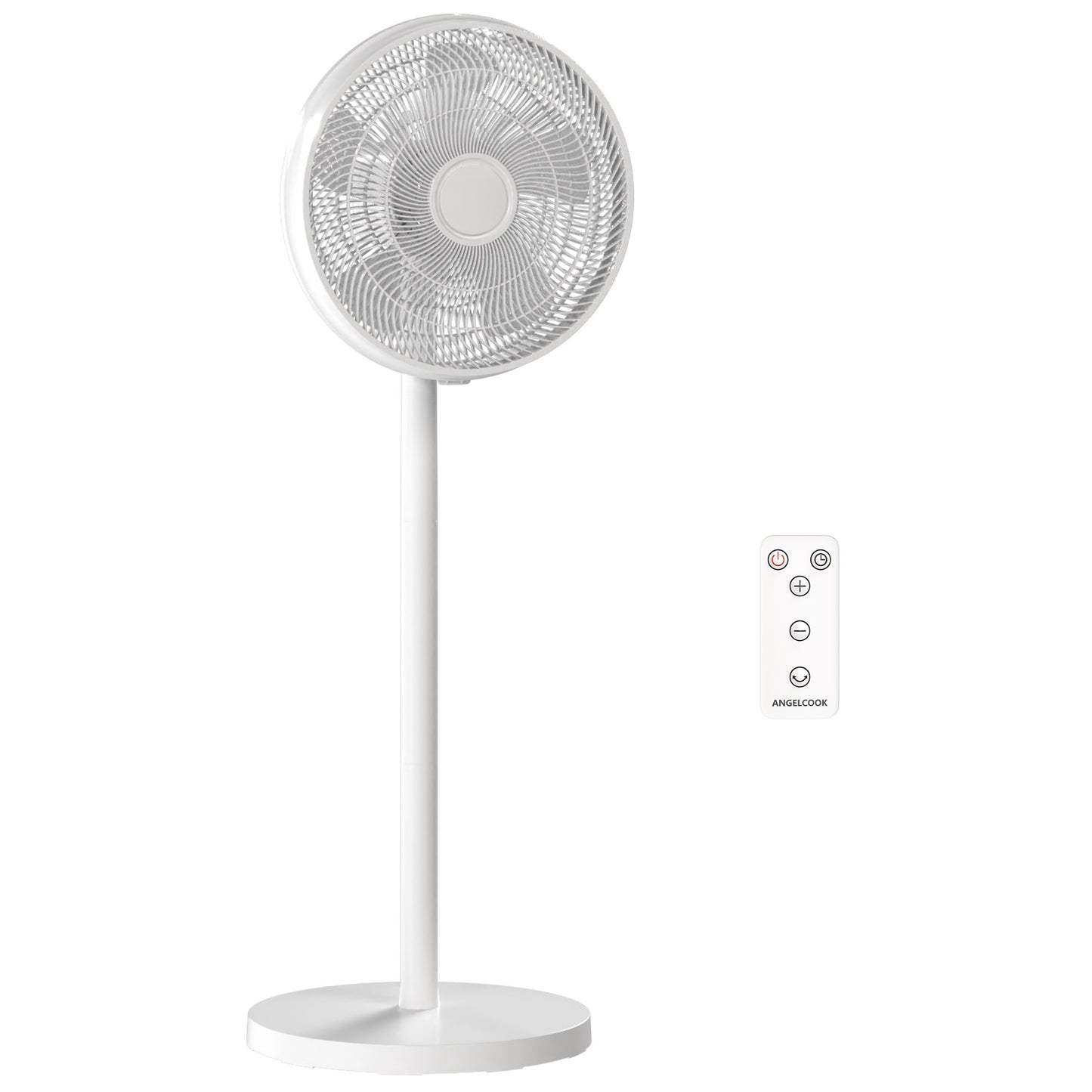 40 cm Standing Fan, Cooling Floor Fan with 80° Oscillating, Adjustable Tilt and Height, 4 Speed, Remote Control, White