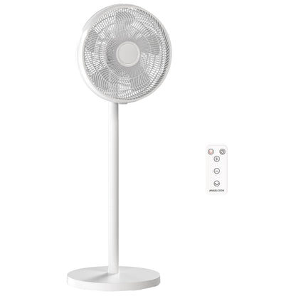 40 cm Standing Fan, Cooling Floor Fan with 80° Oscillating, Adjustable Tilt and Height, 4 Speed, Remote Control, White