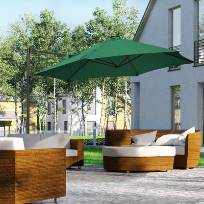 2.5M Garden Cantilever Parasol, Offset Roma Patio Umbrella Hanging Sun Shade Canopy Shelter