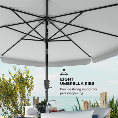 3 m Garden Parasol with Tilt Mechanism & Crank Handle, UPF 30+ Patio Umbrella Outdoor Table Umbrella, Light Grey