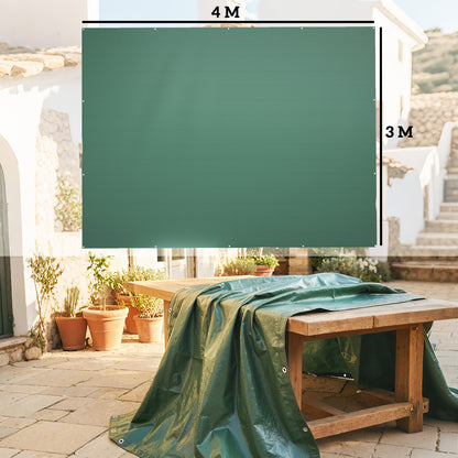 3 x 4m Waterproof Tarpaulin, 90GSM Tear-Resistant PE Tarp with Reinforced Grommets, UV Protected Cover