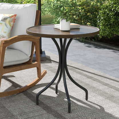 Φ66cm Galvanised Steel Garden Table - Brown