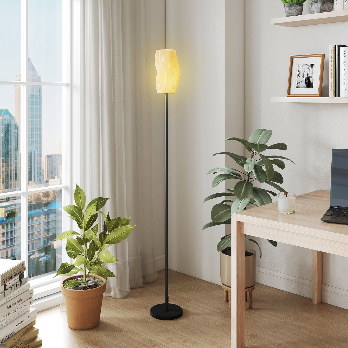 Floor Lamp for Living Room, 3D Printed Modern Standing Lamp with Flowing Curved Shade & Foot Switch