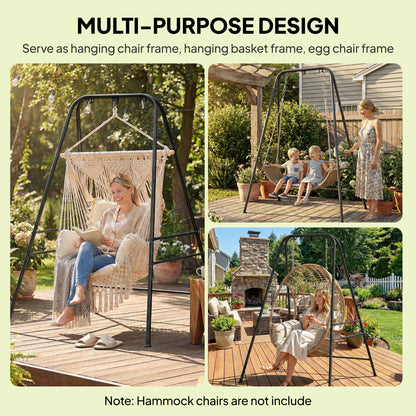 Hammock Chair Stand Only, 150KG Load Capacity, for Indoor Outdoor, Black