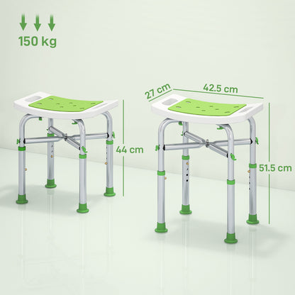 44-51.5cm Aluminium Frame Shower/Bath Stool - Green