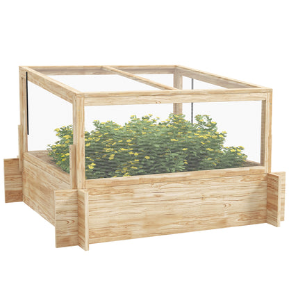 2-In-1 Wooden Greenhouse Planter Box - Natural