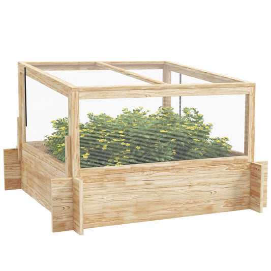 2-In-1 Wooden Greenhouse Planter Box - Natural
