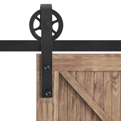 6.6 FT/ 2000mm Carbon Steel Sliding Barn Door Kits Hardware Closet Set Track System for Single Wooden Door Industrial Wheel S