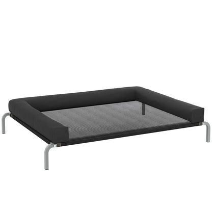 Elevated Dog Bed with Removable Bolsters, Raised Dog Bed for Large Breeds, Portable Indoor & Outdoor Pet Cots, Black
