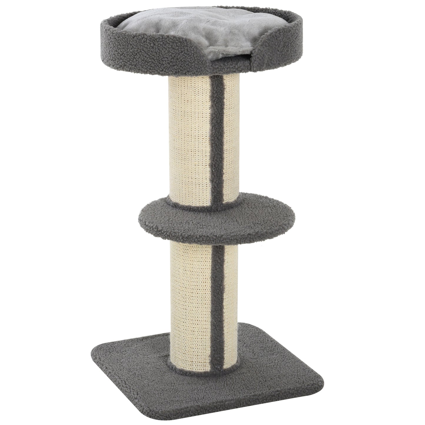 91cm Cat Tree, Cat Tower with Scratching Post, Bed, Perch, Removable Cushion for Indoor Kittens, Grey