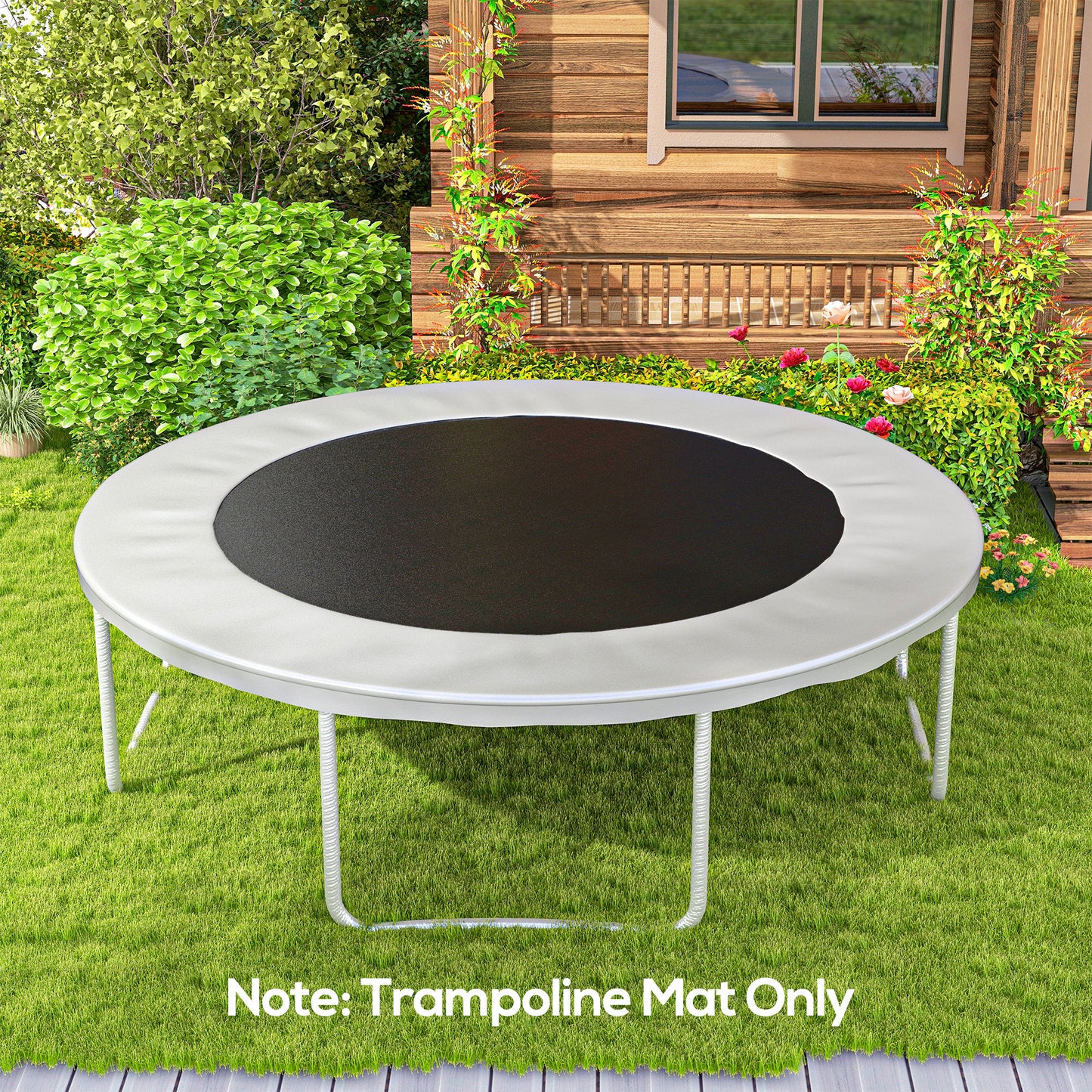 Replacement Trampoline Mat with Spring Pull Tool, 72 V-Hooks, for 12ft Trampoline using 14cm Springs, Black