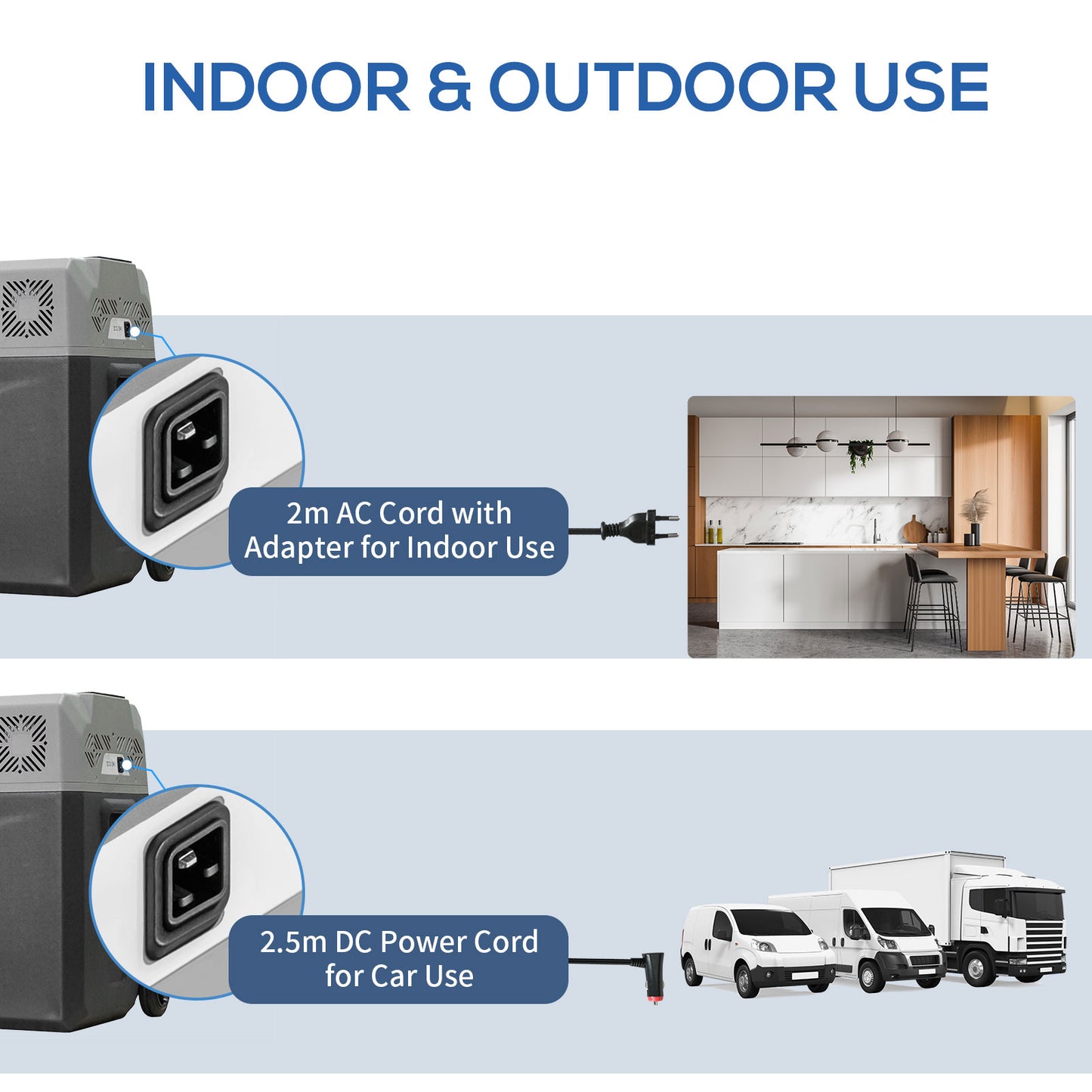 Car Refrigerator, Portable 12/24V 50 Litre Compressor Fridge Freezer, Electric Cooler Box for Camping, Travel, Picnic