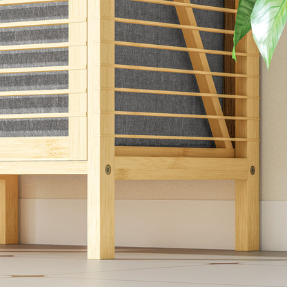 Bamboo Laundry Cabinet with Slatted Door, Bathroom Cabinet with Tilt-Out Hamper and Removable Liner Bag, 40 x 30D x 95 cm