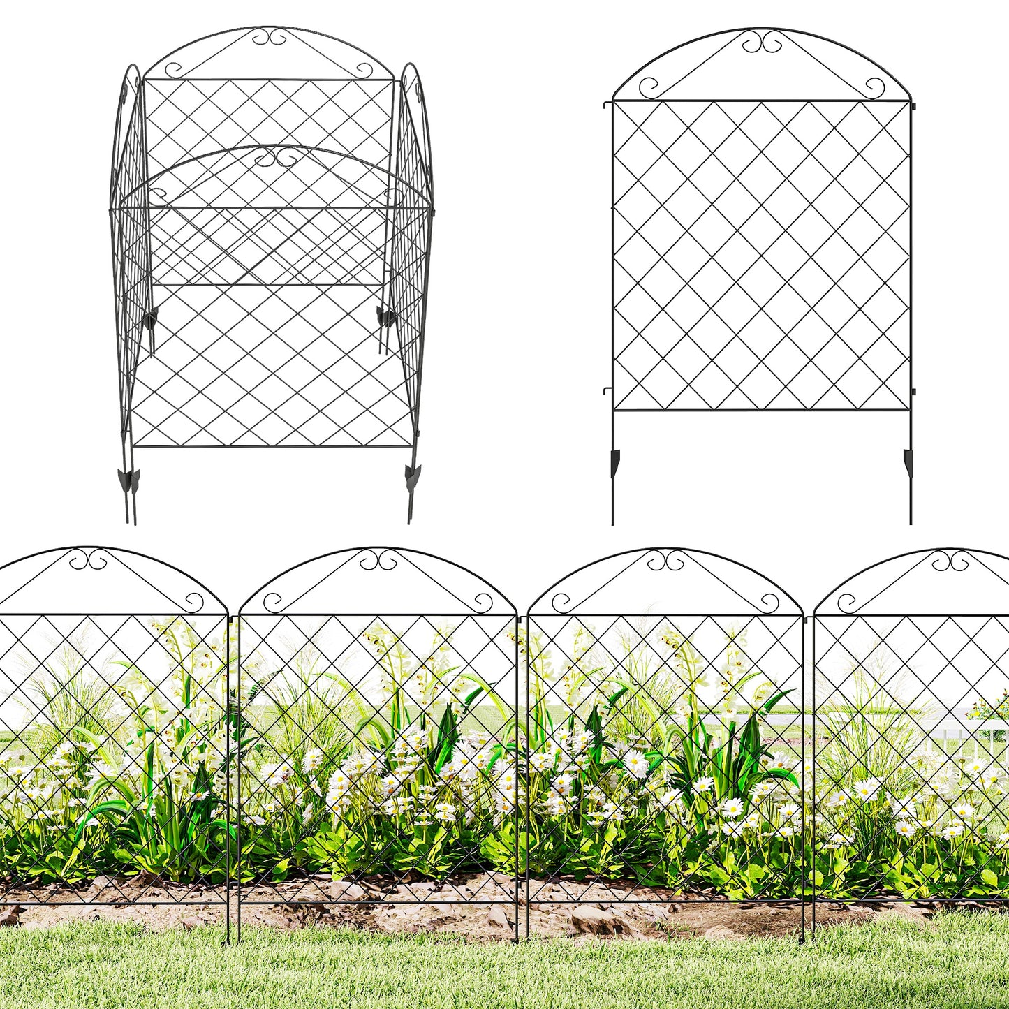 Decorative Garden Fencing, 43in x 11.4ft Outdoor Picket Fence Panels
