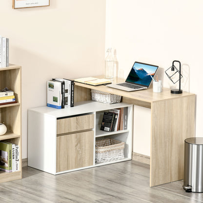 L-Shaped Desk, Corner Computer Desk with Storage Drawer, Adjustable Shelf, Cabinet for Home Office and Study