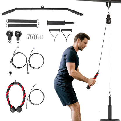 Weight Pulley System, Cable Pulley System for Home Gym, Cable Machine LAT Pull Down Attachment for Biceps Curl, Tricep