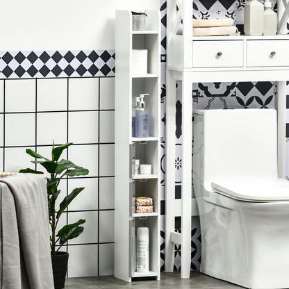 Modern Bathroom Storage Cabinet, Freestanding Tall Bathroom Cabinet with Open Shelves and 3 Cupboards with Door