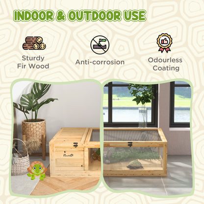 Tortoise House, Small Reptile Wooden House, with Mesh Roofs, Side Panels, for Turtles, Lizards, Geckos and Snakes