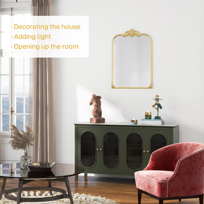 Wall Mirror, Decorative Baroque Mirror with Metal Frame, for Bedroom and Living Room, 60 x 87 cm, Gold Tone