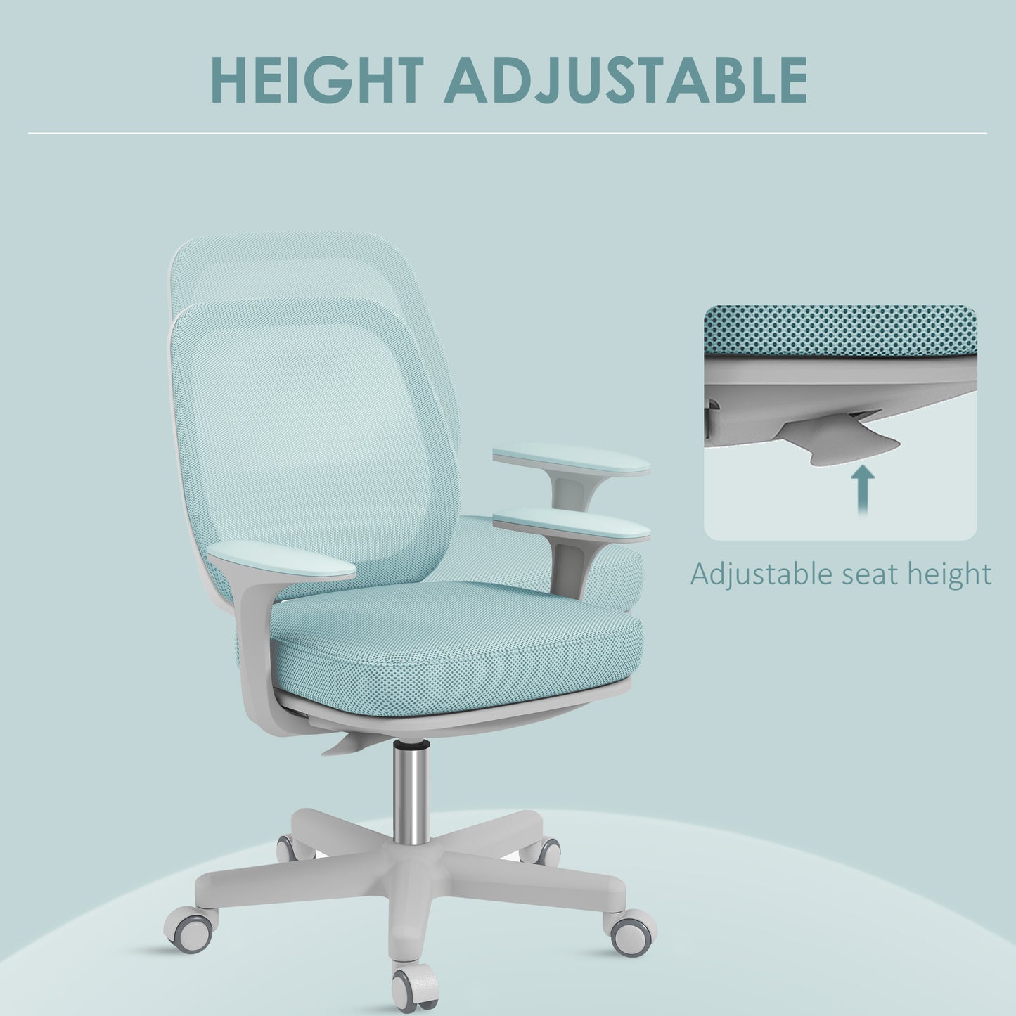 44-56cm Mesh Back Office Chair - Light Green