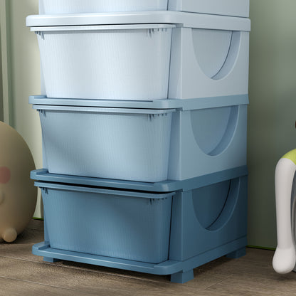 Four-Tier Kids Storage Boxes, with Four Drawers - Blue