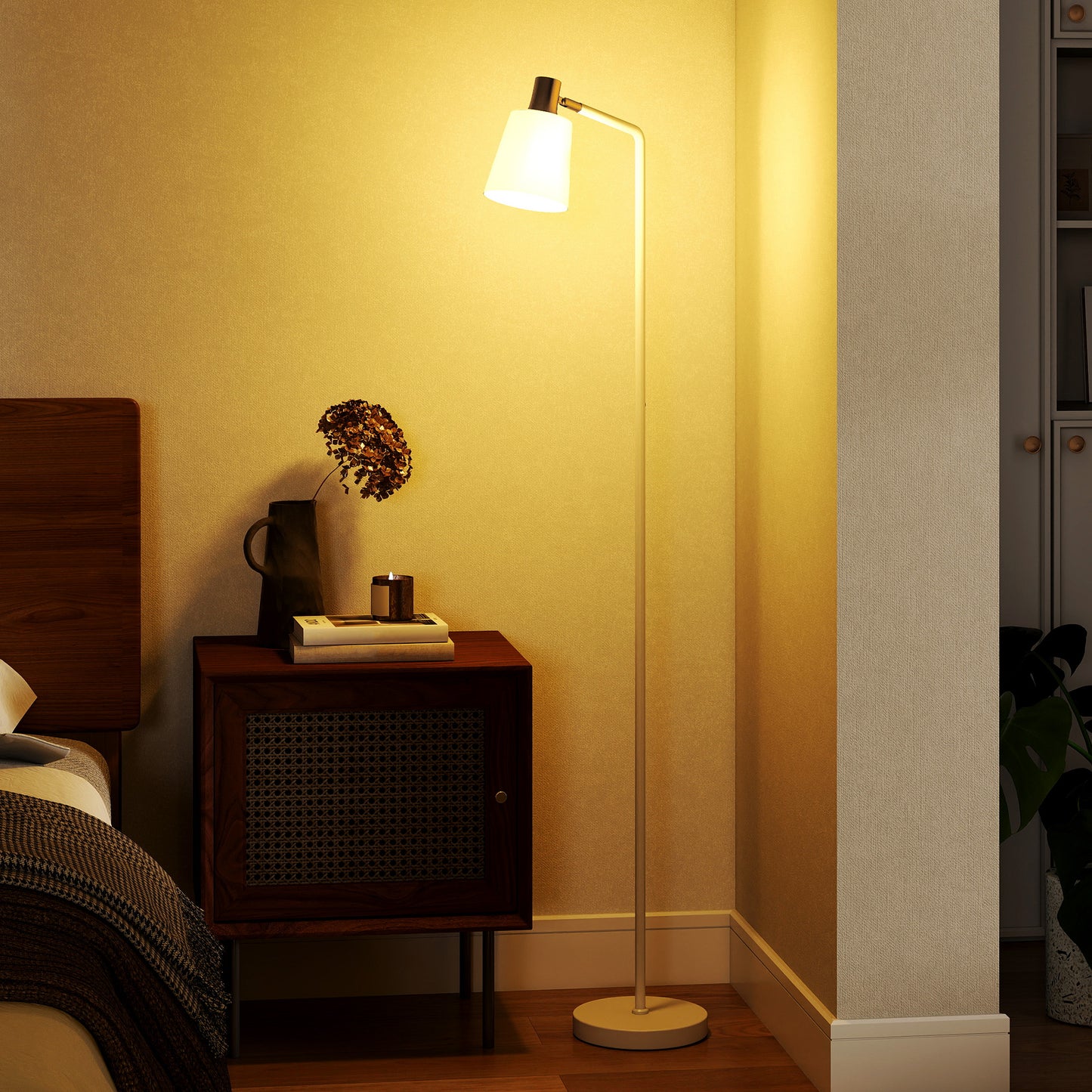 Modern Standing Lamp, Floor Lamp with 350° Rotatable Head for Living Room, White