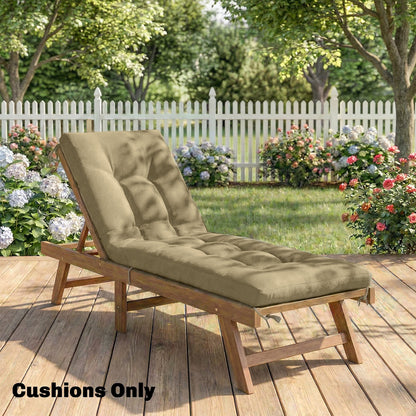 Sun Lounger Cushion, Memory Foam Patio Chair Cushion with Ties, Outdoor Seat Pad Fits 190 x 60 cm Lounger, Sand