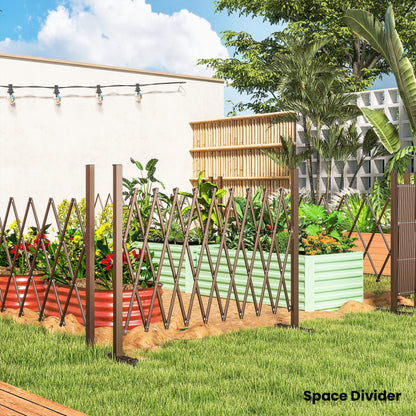 Expanding Trellis Fence, Freestanding Movable Fence, Foldable Garden Screen Panel, 250 x 103.5 cm, Dark Brown