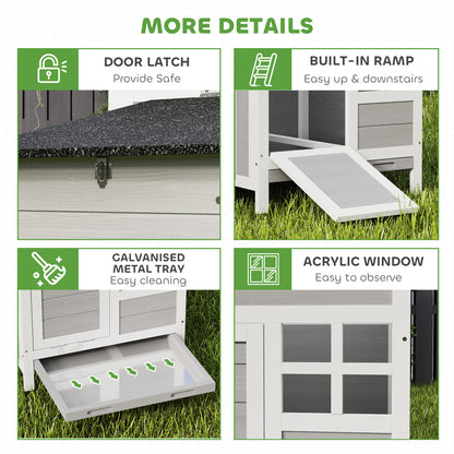 Wooden Chicken Coop with Pull-Out Tray Nesting Box for 1-2 Chickens