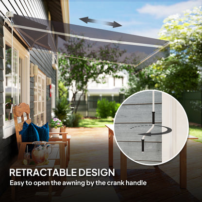2 x 2.5m Manual Retractable Awning - Dark Grey