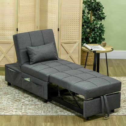 Convertible Chair Bed with Padding Seat, 4-in-1 Multi-Functional Sleeper Sofa Bed, Recliner with Adjustable Backrest