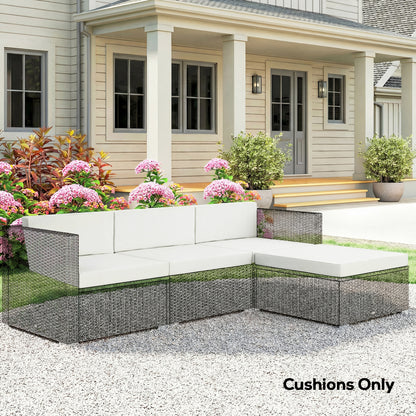 7-Piece Patio Furniture Cushions, Outdoor Loveseat Cushion with Removable Covers for Rattan Furniture, 60x60 cm, Cream