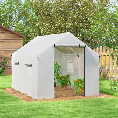 Polyethylene Walk-in Polytunnel Greenhouse with Roll-up door and UV-resistant plastic cover, 2 x 3(m), White