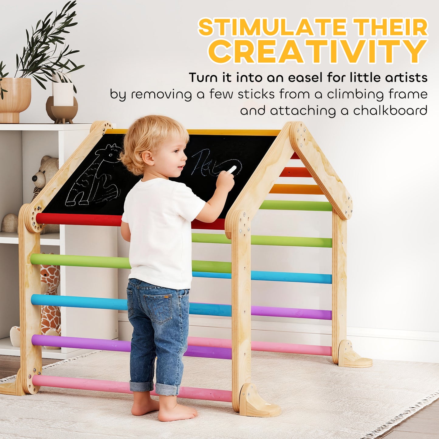 9 in 1 Toddler Climbing Frame with Ramp, Slide, Arch, Ladder, Blackboard for 18-48 Months