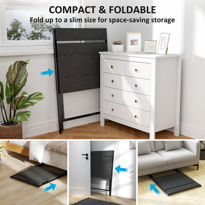 70 cm Folding Computer Desk with Monitor Shelf - Black