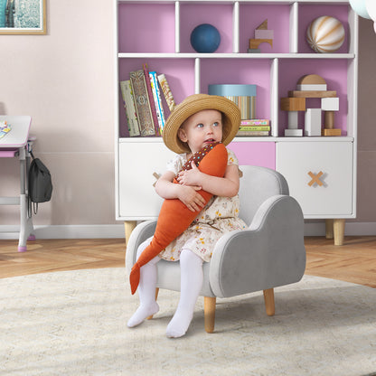 ZONEKIZ Kids Armchair Toddler Sofa Children Chair with Arm Rest, Wooden Frame, Velvet, PP Legs, Cloud Shape