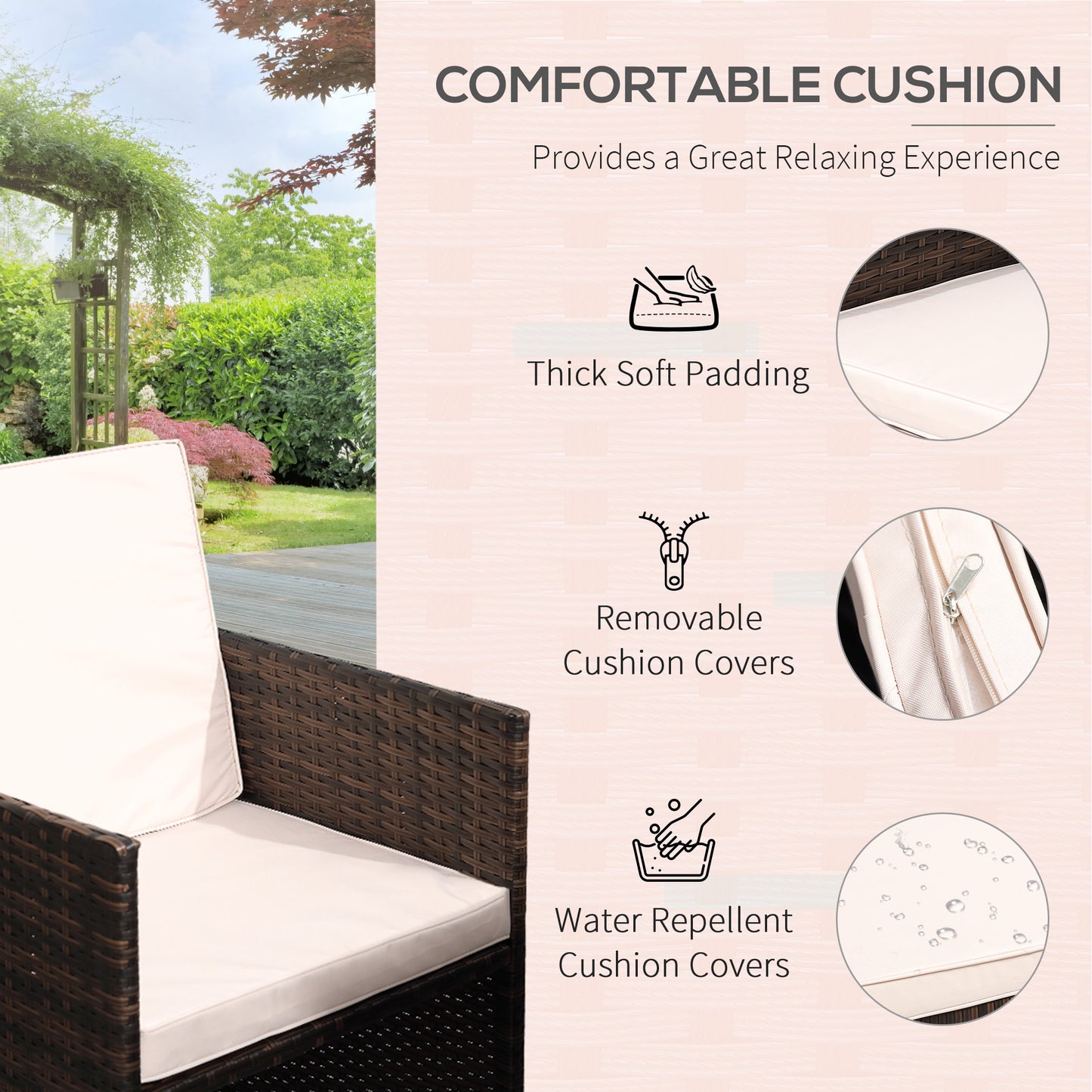 10 Seater Rattan Cube Garden Furniture Set with Parasol Hole, Rattan Dining Set with Cushions