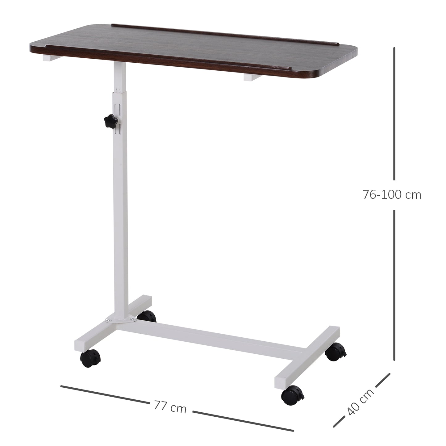 Height Adjustable Over Bed Table with Wheels, C Shaped Laptop Desk, Portable Hospital Bed Table for Living Room, Bedroom
