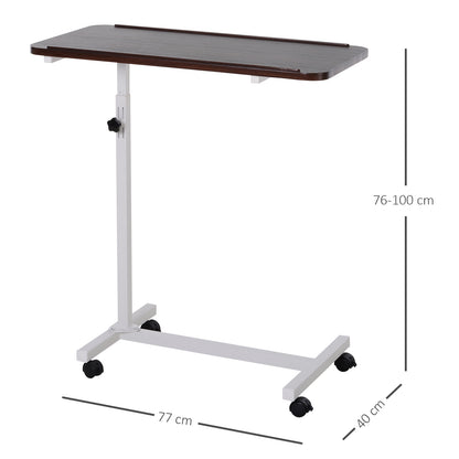 Height Adjustable Over Bed Table with Wheels, C Shaped Laptop Desk, Portable Hospital Bed Table for Living Room, Bedroom