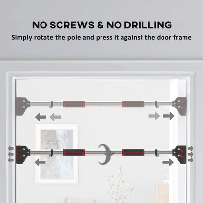 Doorway Pull Up Bar, No Screws Door Frame Chin Up Bar, Adjustable Length (75-92cm) for Home Gym Workout, Max Load 200kg