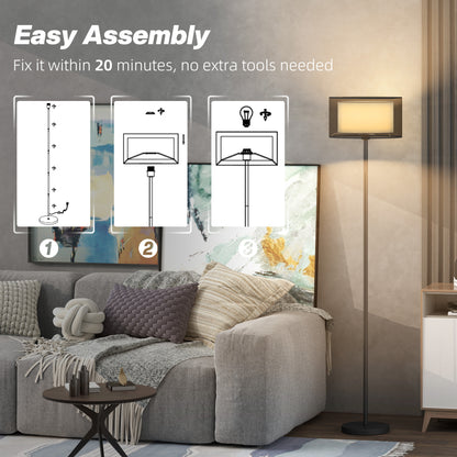 Floor Lamp for Living Room, Modern Standing Lamp with Double Layer Shade & Foot Switch