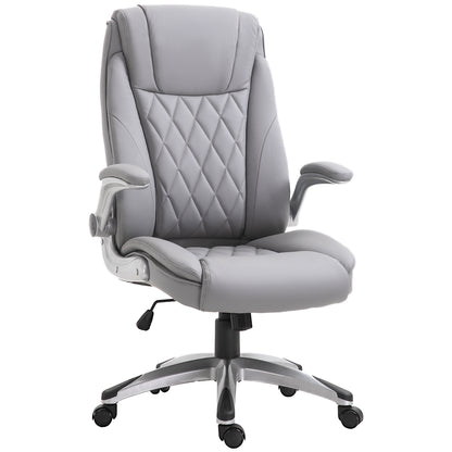 Faux Leather Executive Swivel Office Chair - Grey