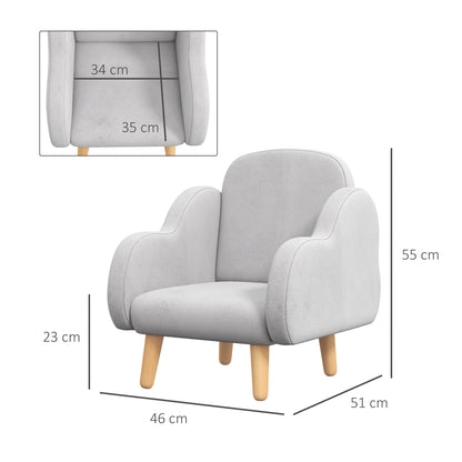 ZONEKIZ Kids Armchair Toddler Sofa Children Chair with Arm Rest, Wooden Frame, Velvet, PP Legs, Cloud Shape