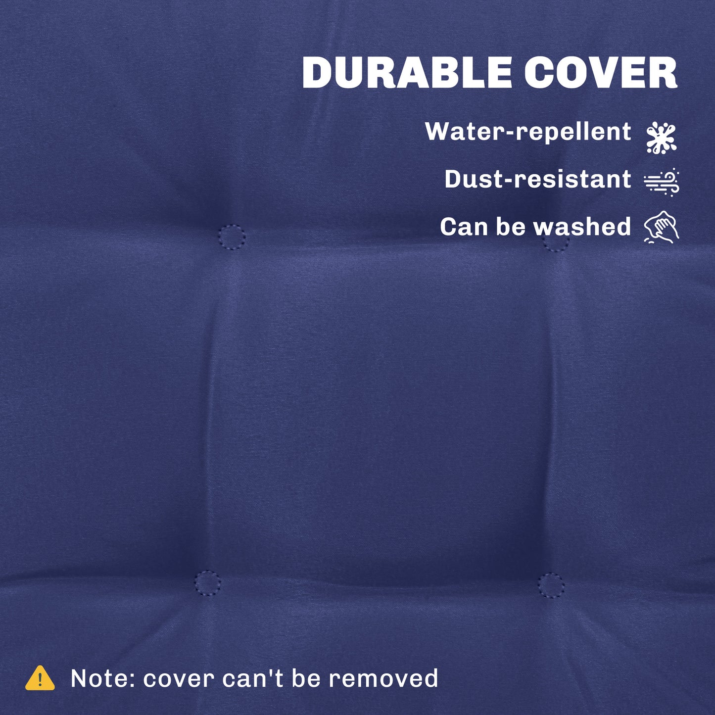 Garden Seat Cushion with Ties, 42 x 42cm Replacement Dining Chair Seat Pad, Dark Blue