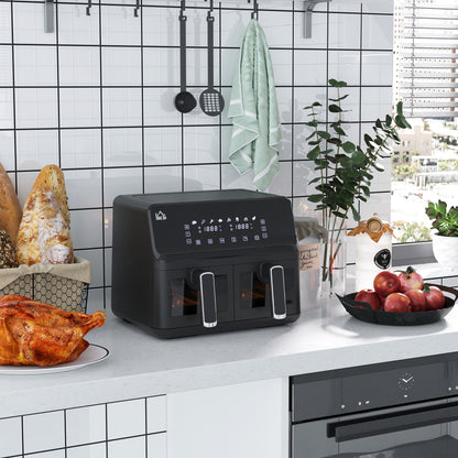 8L Dual Basket Air Fryer, 8-in-1 Air Fryer Oven with Digital Display, Visible, Timer, Preheat for Oil Free Low Fat Cooking