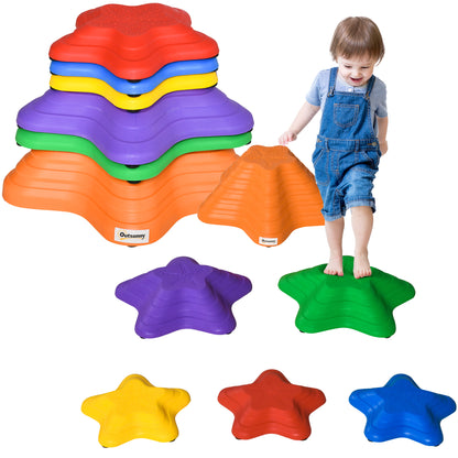 Balance Stepping Stones Kids, 6-Piece Starfish Style Non-slip Obstacle Course, Stackable Balance Blocks